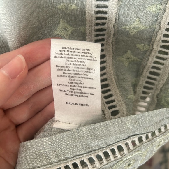 NWOT Wrap London Light Blue Teal Linen Embroidered Dress - Picture 9 of 9